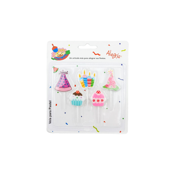 VELA PALILL FIESTA CUPCAKE GORRITO 5PZ 84-137