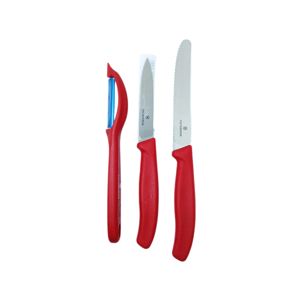 SET CUCHILLOS VERD/PELAD,3PZ,ROJO 6.7111.31 VIC