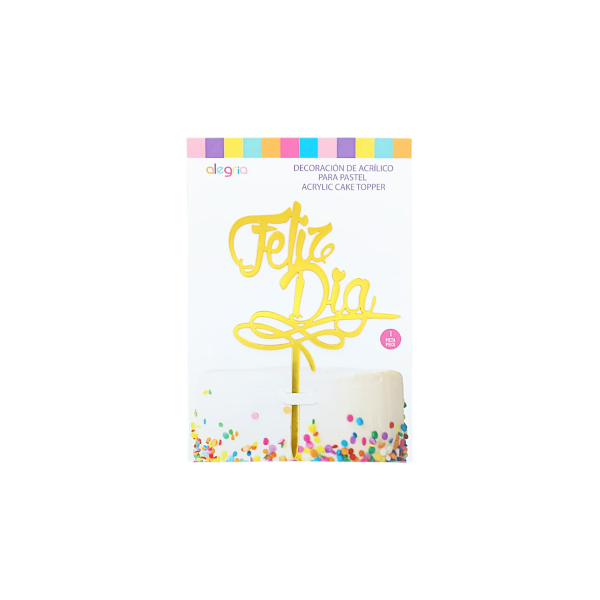 DECO ACRIL FELIZ DIA DORADO 12X10CM CTP000640