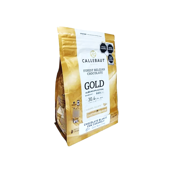 CHOCOLATE BLANCO CARAMELO GOLD CALLETS 2.5KG CHKR30GOLD2B