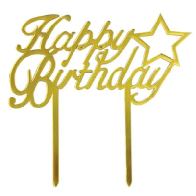 DECO ACRIL HAPPY BIRTHDAY DORADO ESTRELLA CTP000641