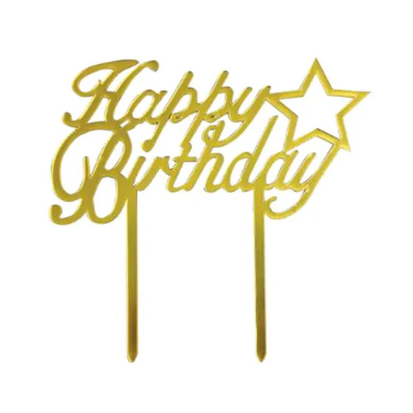 DECO ACRIL HAPPY BIRTHDAY DORADO ESTRELLA CTP000641