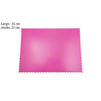 BASE RECT ONDAS ROSA 25X35CM CARTON COT000530