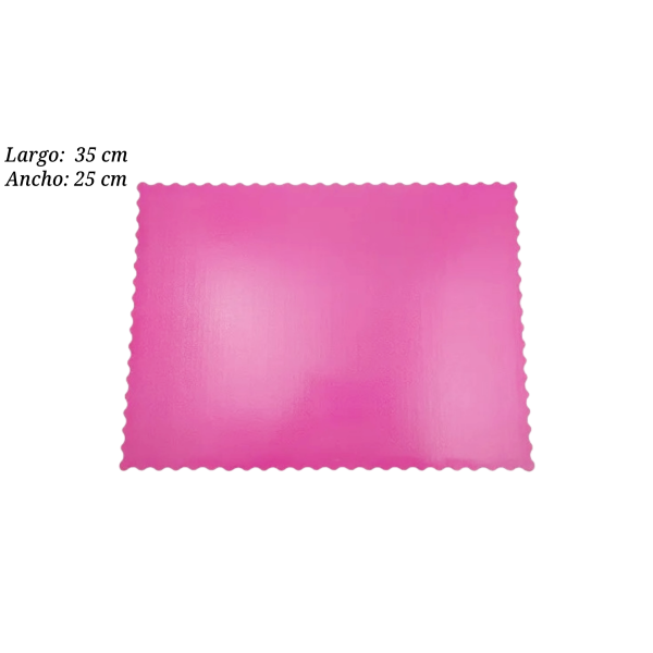 BASE RECT ONDAS ROSA 25X35CM CARTON COT000530