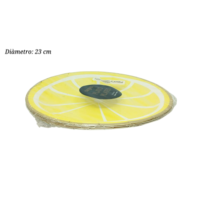 PLATO CARTON AMARILLO LIMON 23CM 8PZ PPR000960