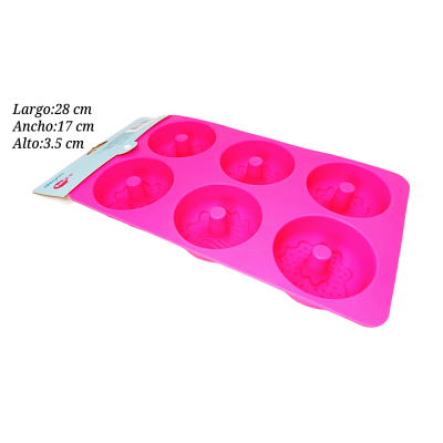 MOLDE SILICON DONAS DECORADAS 6 CAV 27X16X3X3CM SIL001369