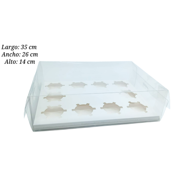 CAJA P/CUPCAKE 12CAV 35X26X14CM UEEN ACETATO ZBDGH-12