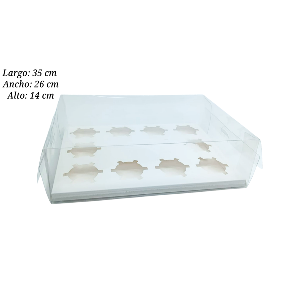 CAJA P/CUPCAKE 12CAV 35X26X14CM UEEN ACETATO ZBDGH-12