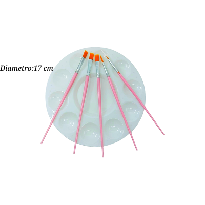 JGO DECORACION PALETA REDONDA Y 5 PINCELES COT000420