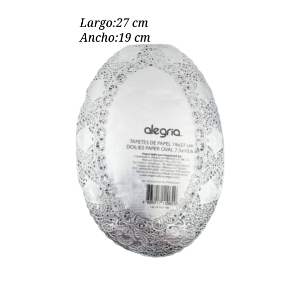 BLONDA OVAL 19X27CM PLATA PPR000599 100PZ