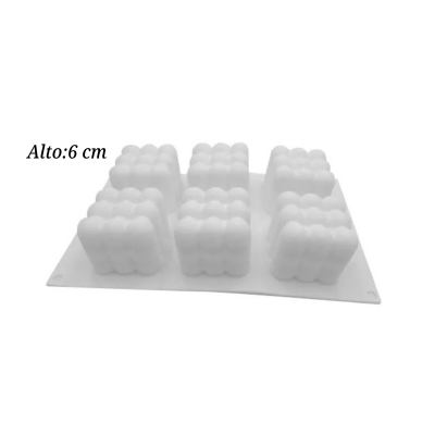 MOLDE SILI CUBO BURBUJAS 6CM 6CAV SIL001181