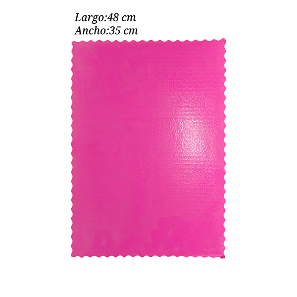 BASE CARTON RECTANG ONDAS ROSA 35X48CM COT000531