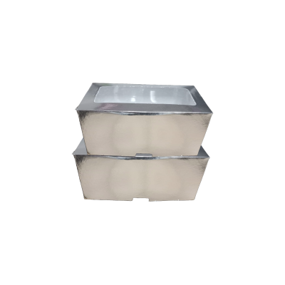 CAJA MUFFIN PLATA CON VENTANA  2 CAVIDADES