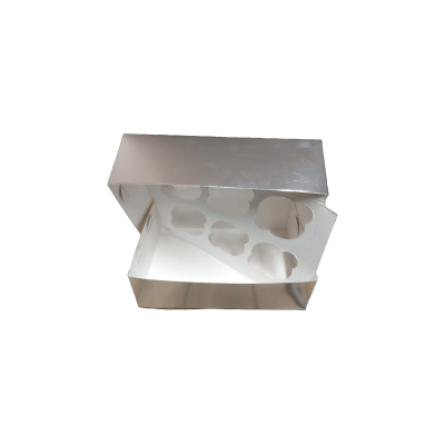 CAJA MUFFIN PLATA CON VENTANA  6 CAVIDADES