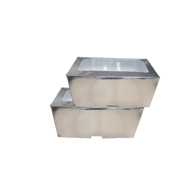 CAJA MUFFIN PLATA CON VENTANA  6 CAVIDADES