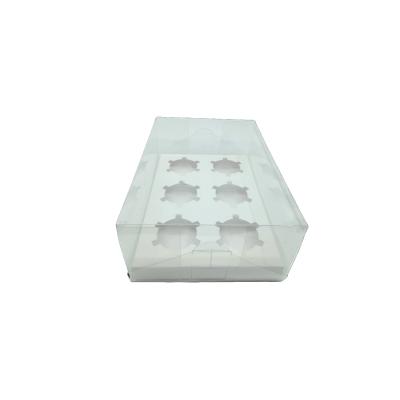 CAJA PARA CUPCAKE 6 CAVIDADES 27X18X10CM UEEN ACETATO