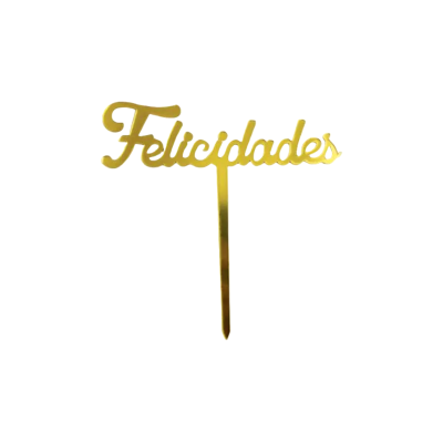 DECO ACRIL FELICIDADES DORADO 15X4.5CM CTP000613