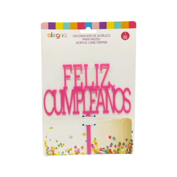 DECO ACRIL FELIZ CUMPLEAÑOS FUCSIA CTP000785