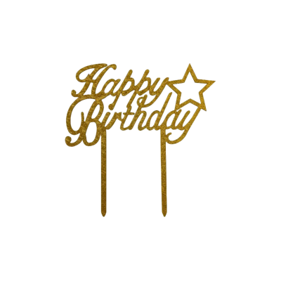 DECO ACRIL HAPPY BIRTHDAY DORADO ESTRELLA CTP000651