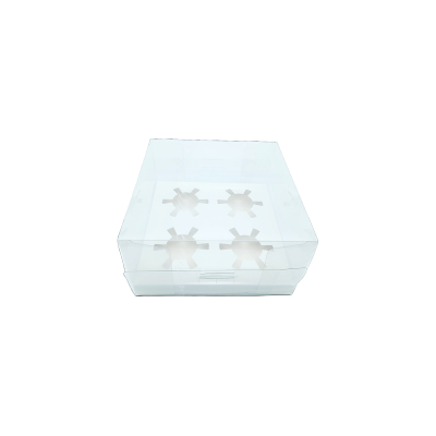 CAJA PARA CUPCAKE 4 CAVIDADES 18X18X10CM UEEN ACETATO