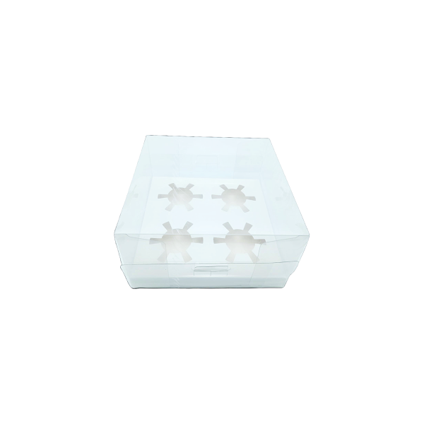 CAJA PARA CUPCAKE 4 CAVIDADES 18X18X10CM UEEN ACETATO