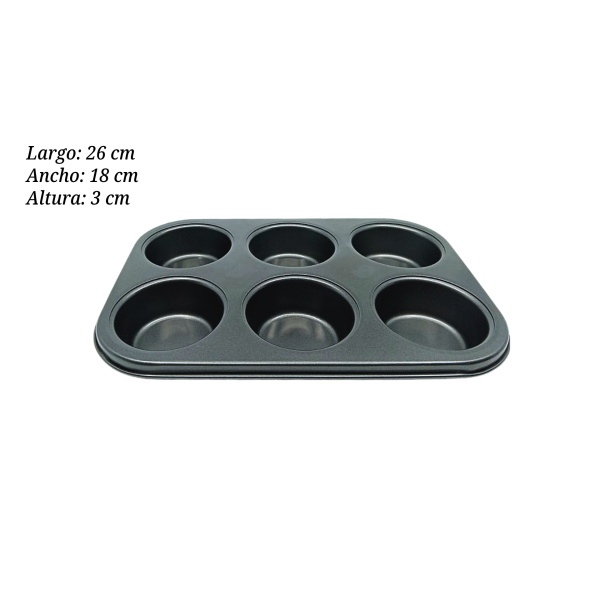 MOLDE MUFFIN AA 26X18X3CM 6 CAV TOL001085