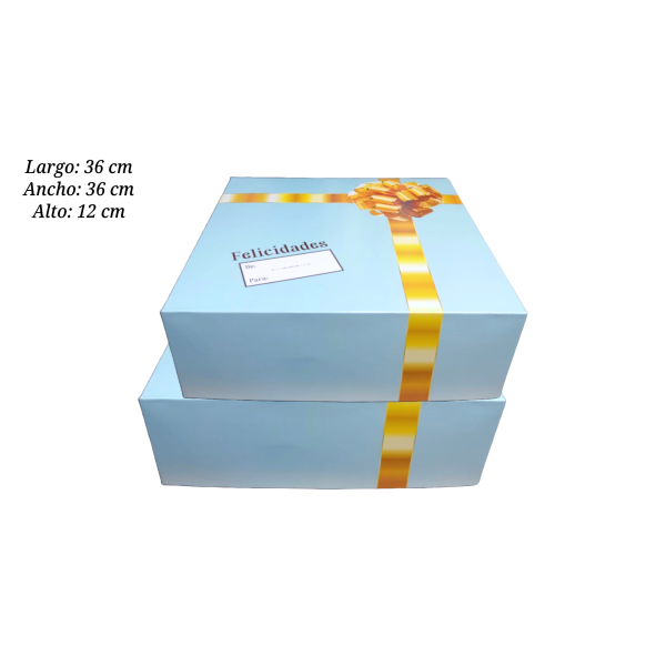 CAJA PARA PASTEL 36X36X12 TYF AZUL