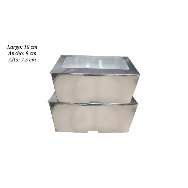 CAJA MUFFIN PLATA CON VENTANA  2 CAVIDADES